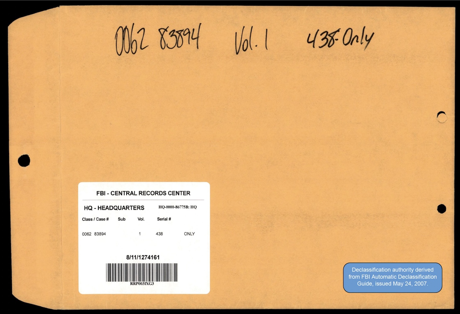 FBI spis 62-HQ-83894 — sekce 