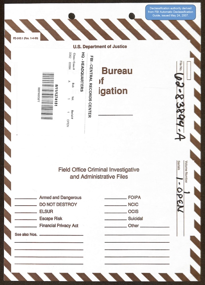 FBI spis 62-HQ-83894 — sekce 