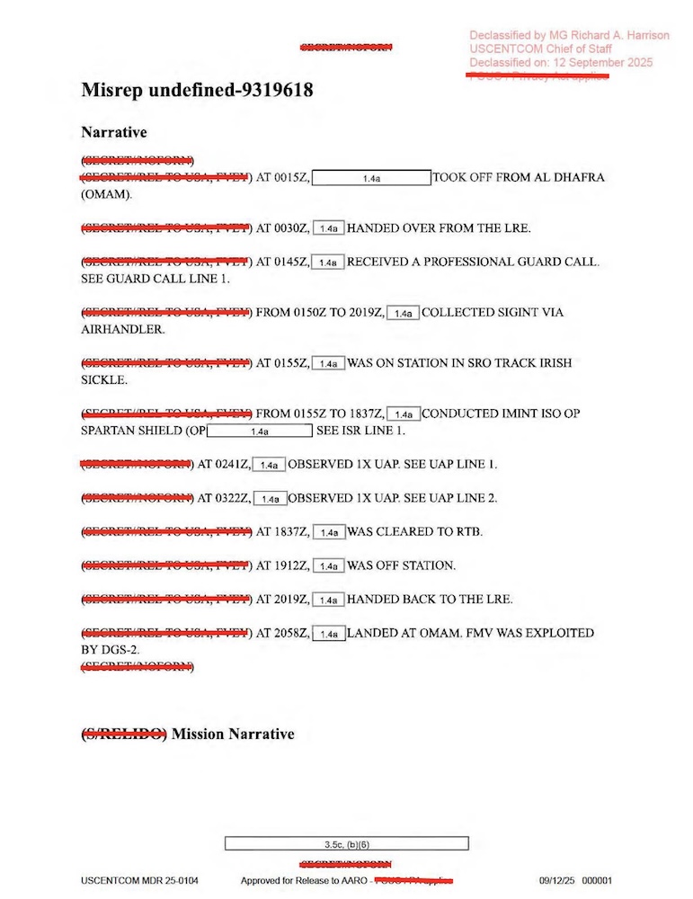 DOW-UAP-PR26, Unresolved UAP Report, United Arab Emirates, October 2023