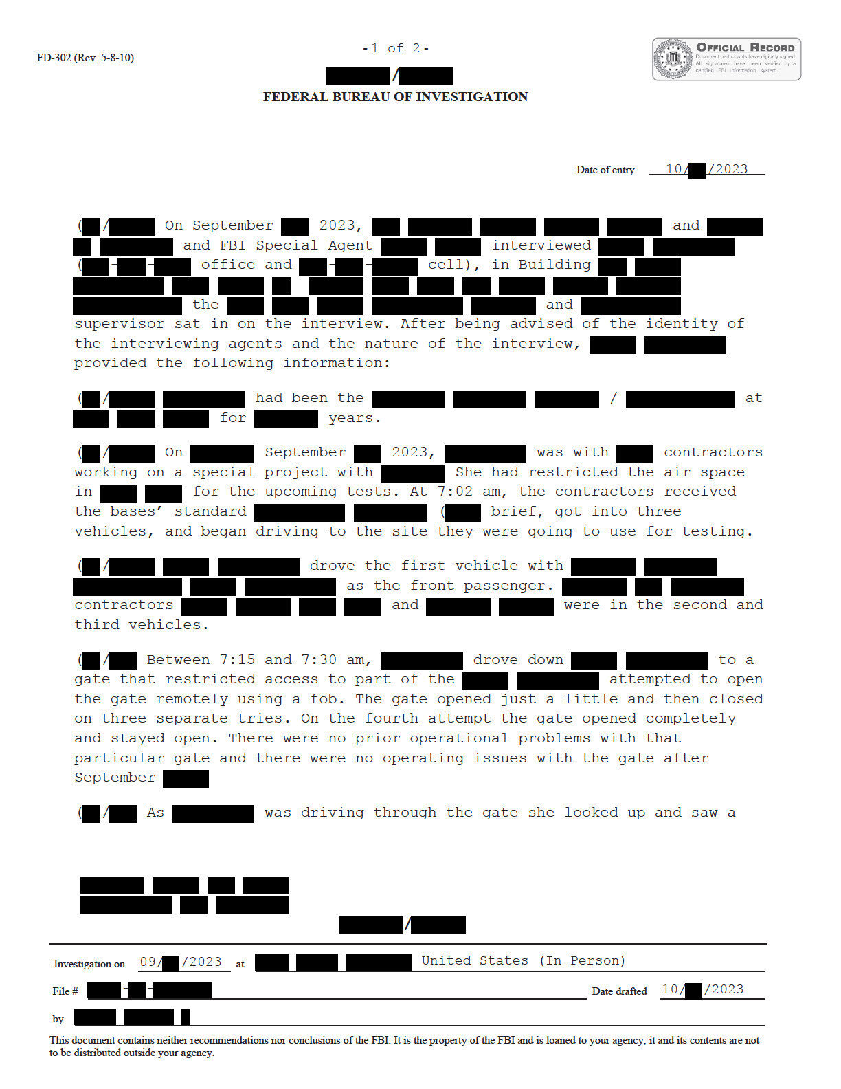 FBI September 2023 Sighting - Serial 4